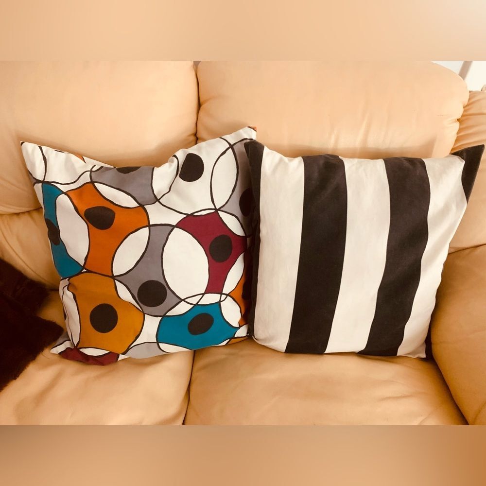 IKEA Colorful Multicolor Geometric Stripes  Accent Throw pillow Covers Set of 2